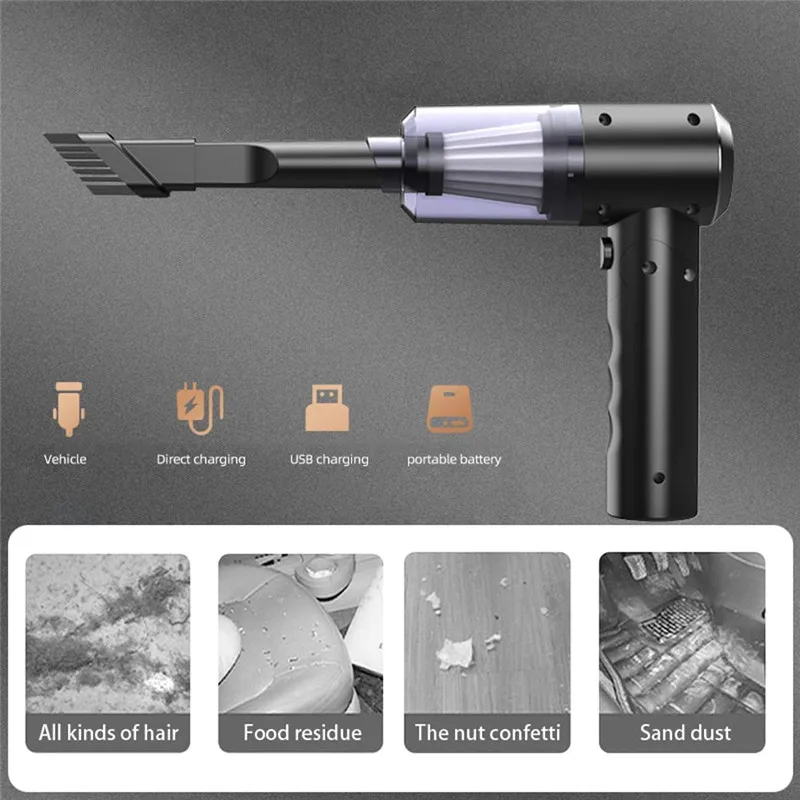 Car Wireless Vacuum Cleaner 20000PA Mini Gun style Cleaner Handheld Portable Vacuum For Car Interior Home Appliance