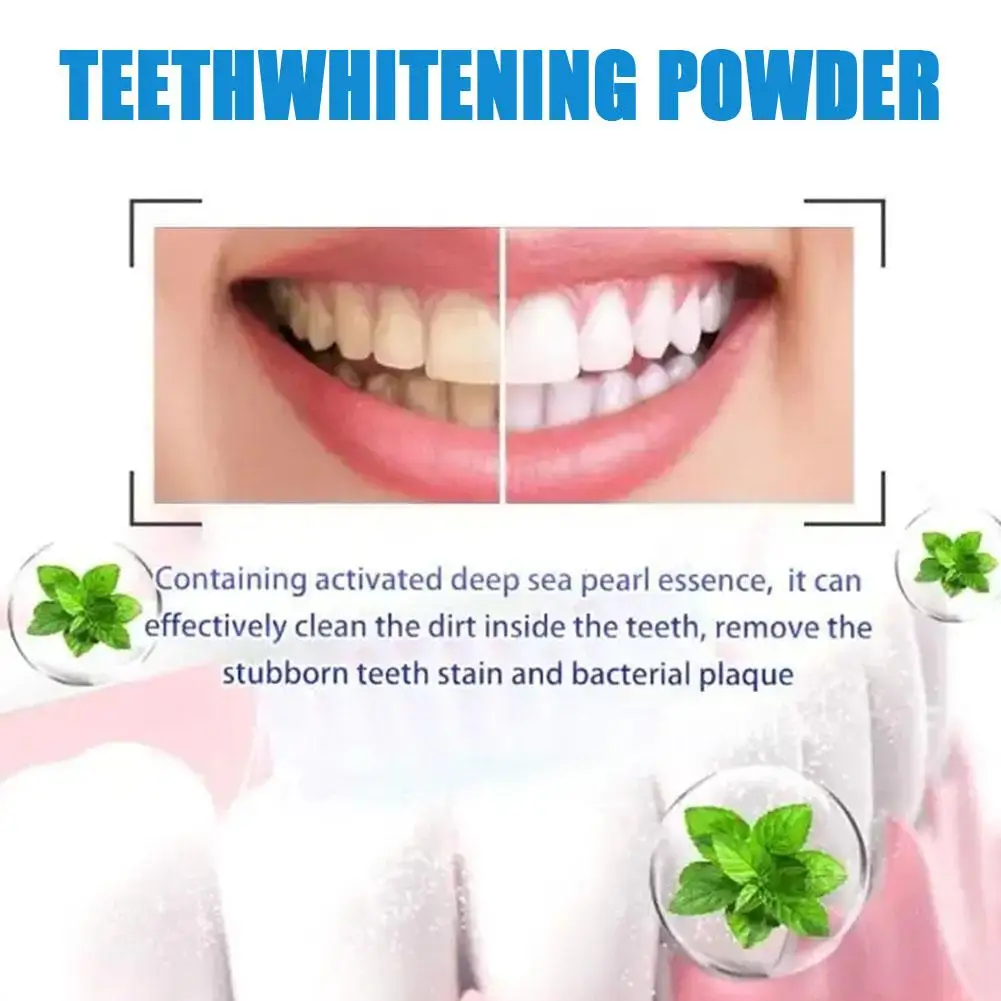 

50g Pearl Essence White Tooth Powder Bottle Toothbrush Stain Remove Toothpaste Clean Whitening Refresh Teeth Mint G5D5