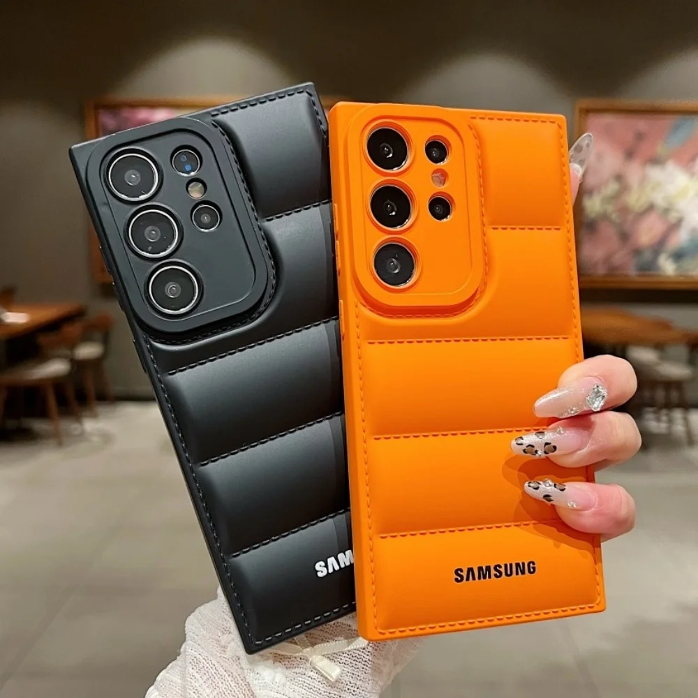 Original Soft Down Jackets Hülle für Samsung S26 S25 S24 S23 Ultra Plus S24 FE Coque A56 A55 A25 A35 A15 Kameraschutzabdeckung – Detail 4