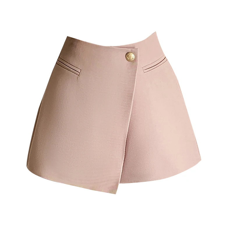 Korean Style Fashion Button High Waist Women Shorts Skirts 2025 New Spring Summer A-line Suit Shorts Ladies Casual Culottes 6
