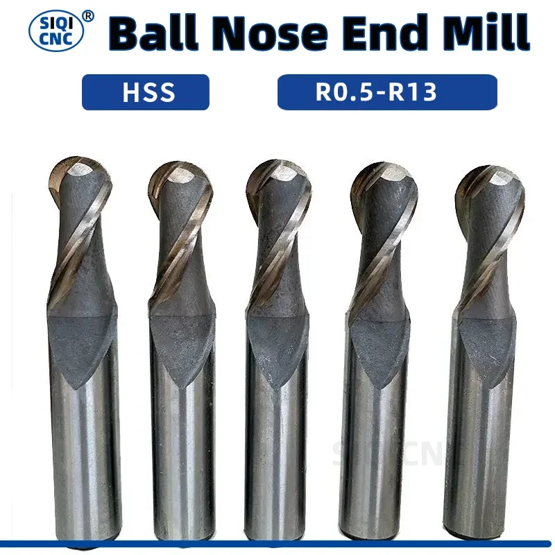 SIQICNC HSS 볼 노즈 엔드 밀, 직선 섕크 반경 0.5  R16 밀링 커터, CNC 금속 가공 공구, 2 플루트, 4 플루트