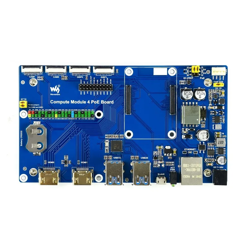 Raspberry Pi Compute Module 4 Io Board With Poe Feature, For All Variants Of Cm4 160.0 × 89.8Mm  7V-36V