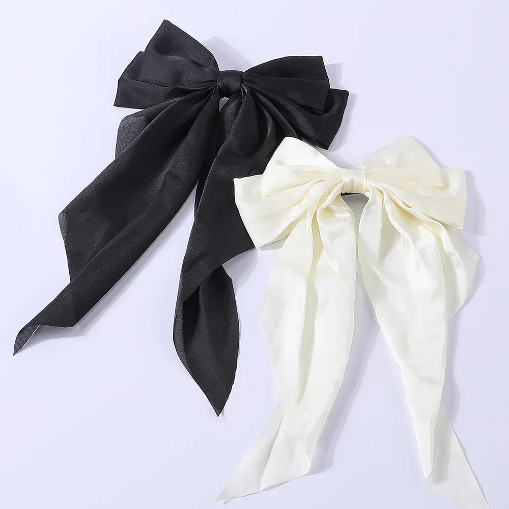 Elegant Satin Bow Hair Clip for Women - Fashion Solid Bowknot Barrettes, Girls Ponytail Accessory, Hairpin for Ladies 장식