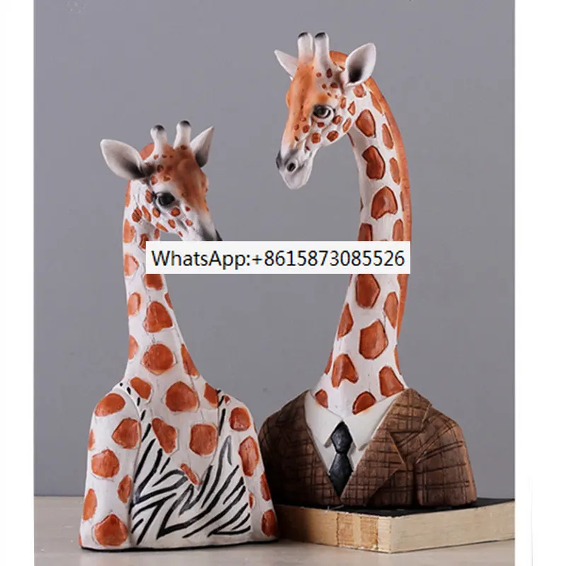 

Creative Resin Zebra Giraffe Animal Sculpture Living Room Desktop Ornament Retro Photo Props Nordic Home Decor New Home Gift