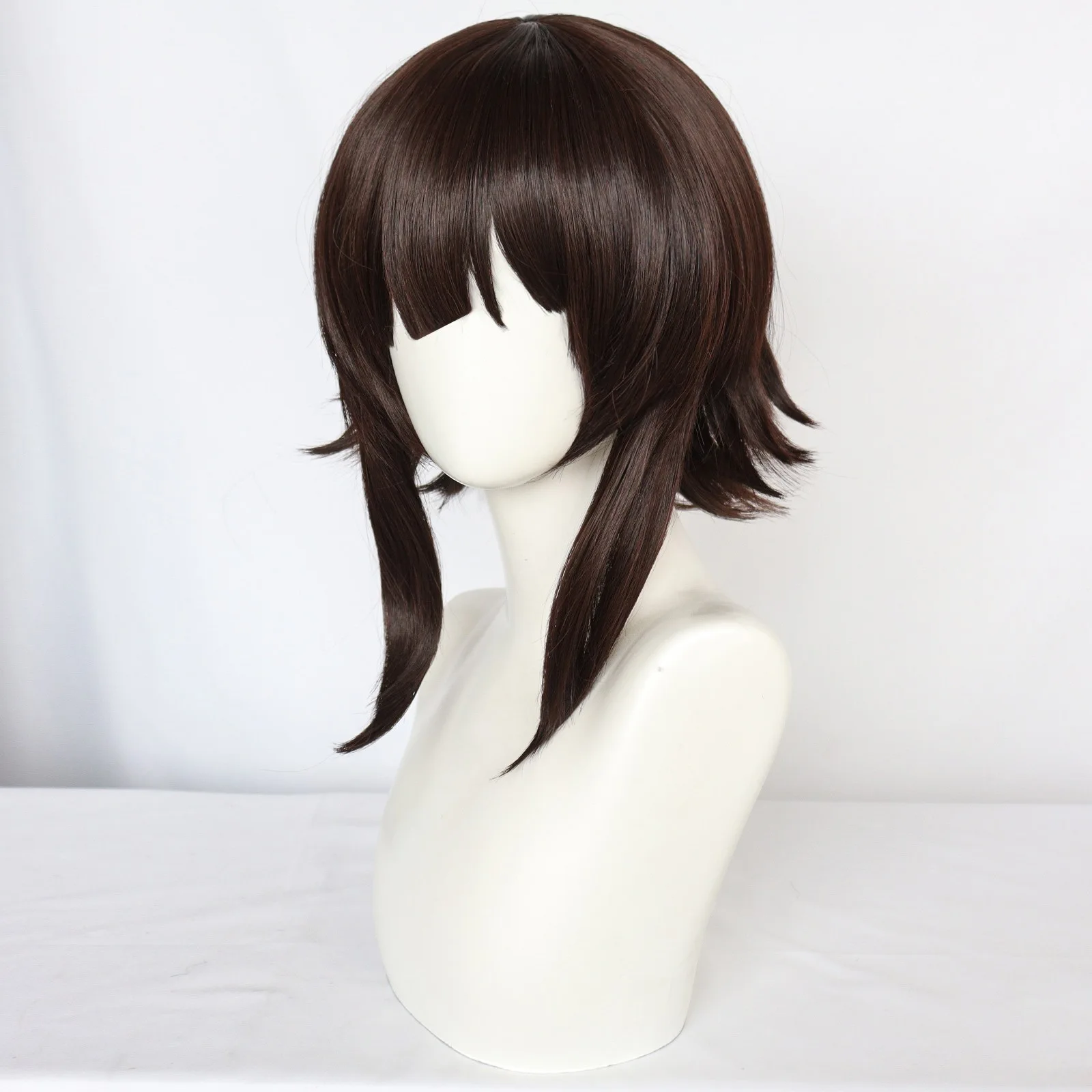 Synthetic Hair Brown Short Straight Offering Blessings for a Better World Cosplay Wig for Halloween Christmas - 4