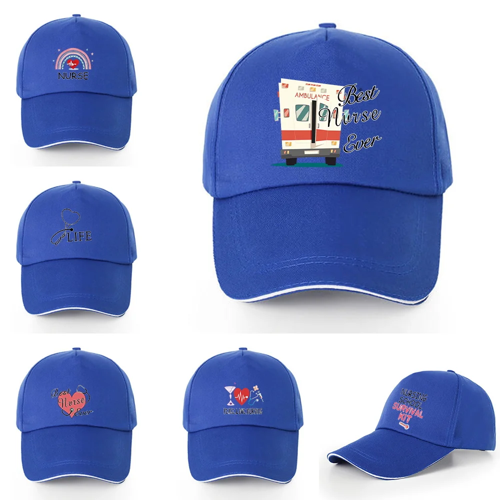 

New Summer Sunscreen Visors Hats All Cotton Adjustable Baseball Caps Men Women Casual Sport Hip Hop Cap Nurse Print Snapback Hat