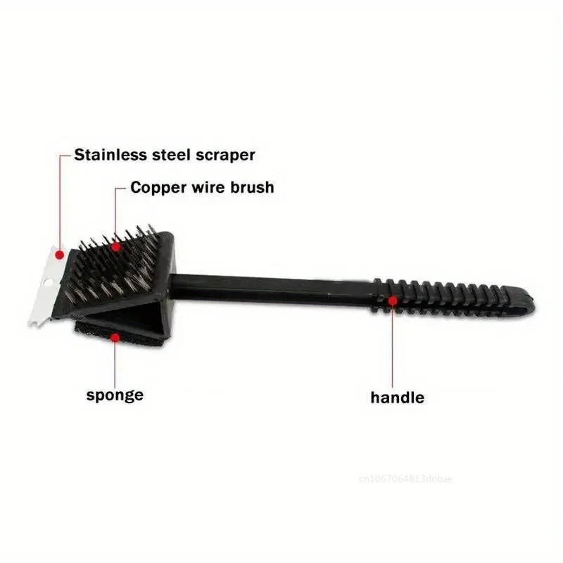 Wire BBQ Grill Brush&Scraper for Outdoor, Safe Cleaning Brush Wire Sponge Shovel Long Handle, Outdoor Home BBQ Accessories Tools