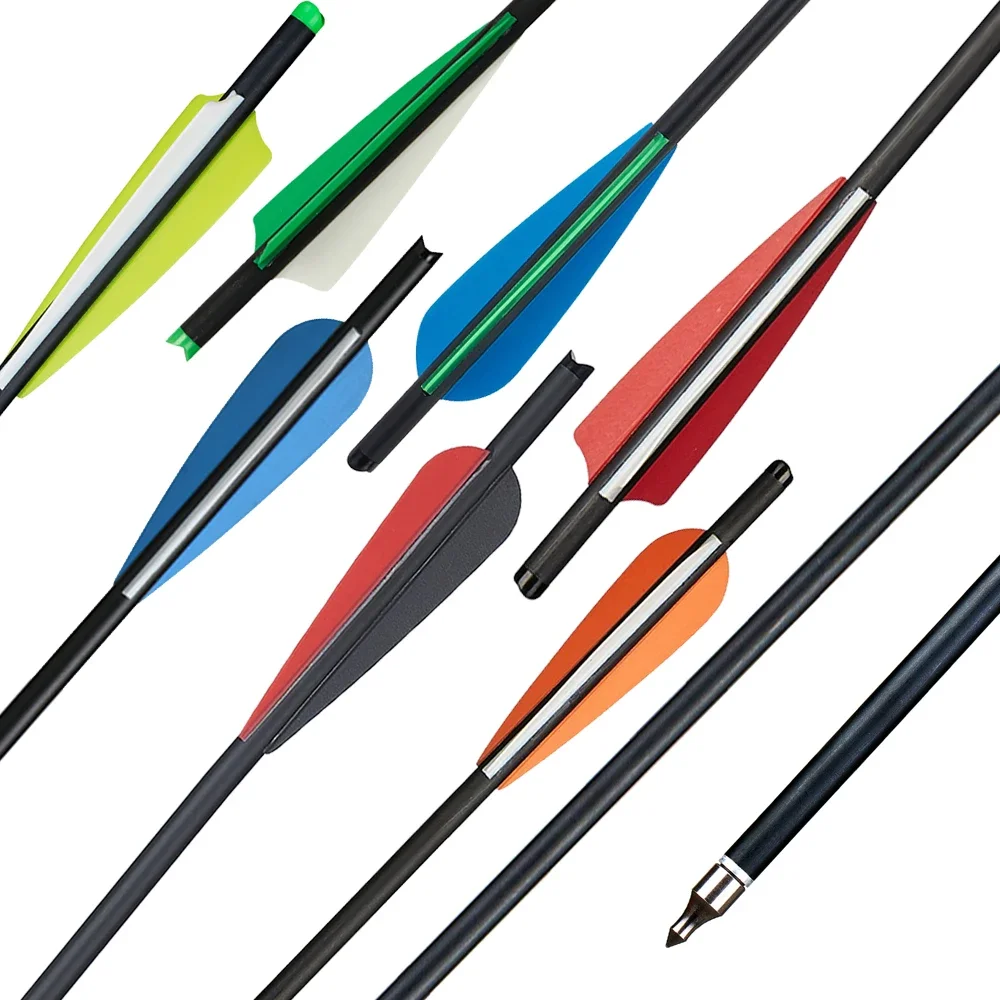 20 Inch Carbon Crossbow Arrow Archery Arrows with 4" Vanes 6/12/24pcs For Crossbow Hunting Shooting Outdoor Sports