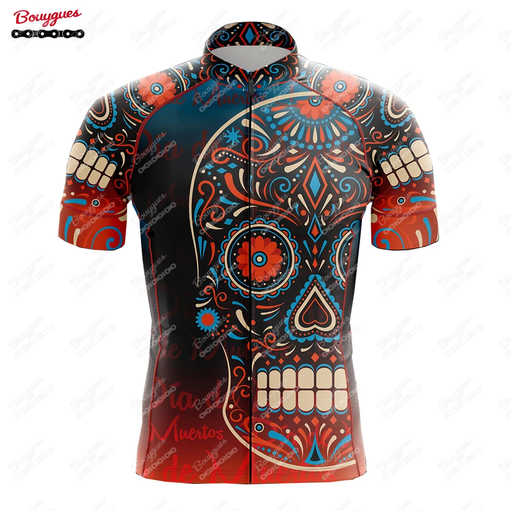 thumbnail image 1 of 17 SKULL Camiseta de ciclismo para hombre, camiseta de ciclismo de montaña, ropa de ciclismo de carretera, blusa de manga corta de verano para ciclistas, 1 of 4
