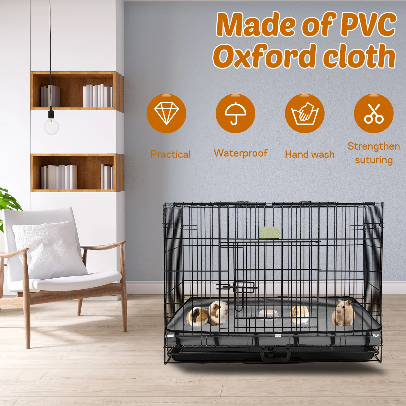 Guinea Pig Cage Liners Oxford cloth Waterproof Small Animal Cage Bedding Inner Liner with Sticky Strap Pet Supplies Accessories