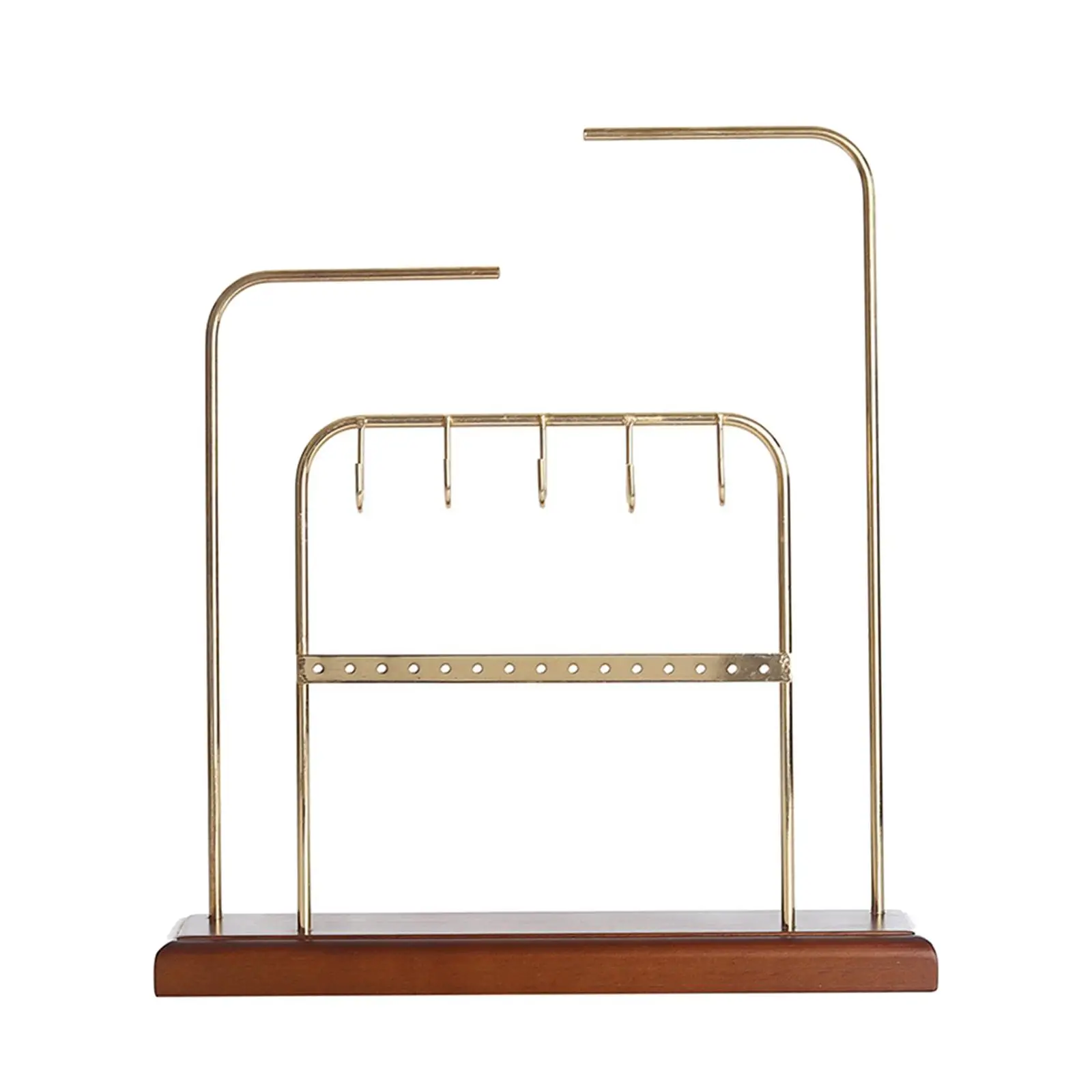 

Iron Jewelry Organizer Stand with Wooden Base Multi Tiers for Watch Earrings