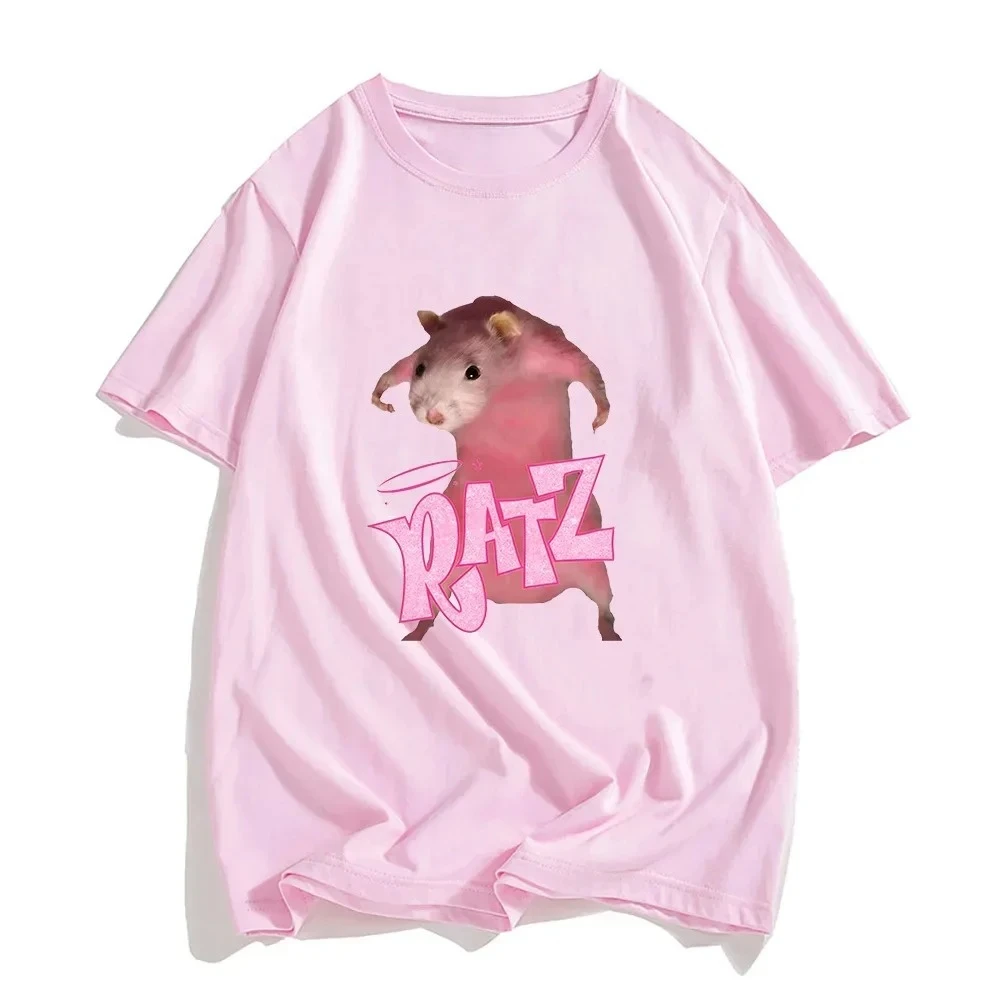 Damen-T-Shirt mit Ratz-Maus-Cartoon-Print, Harajuku, cool, locker, kurzärmelig, lässig, Streetwear, Alltagsmode, Basic-T-Shirt