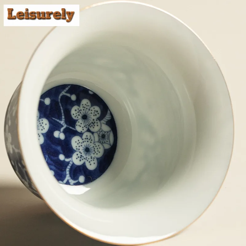 120ml Plum Blossom Hovering Gaiwan Ancient Tea Tureen Tea Bowl With Lid Kit Tea Maker Cover Bowl Cha Decoration With 65ml Teacup