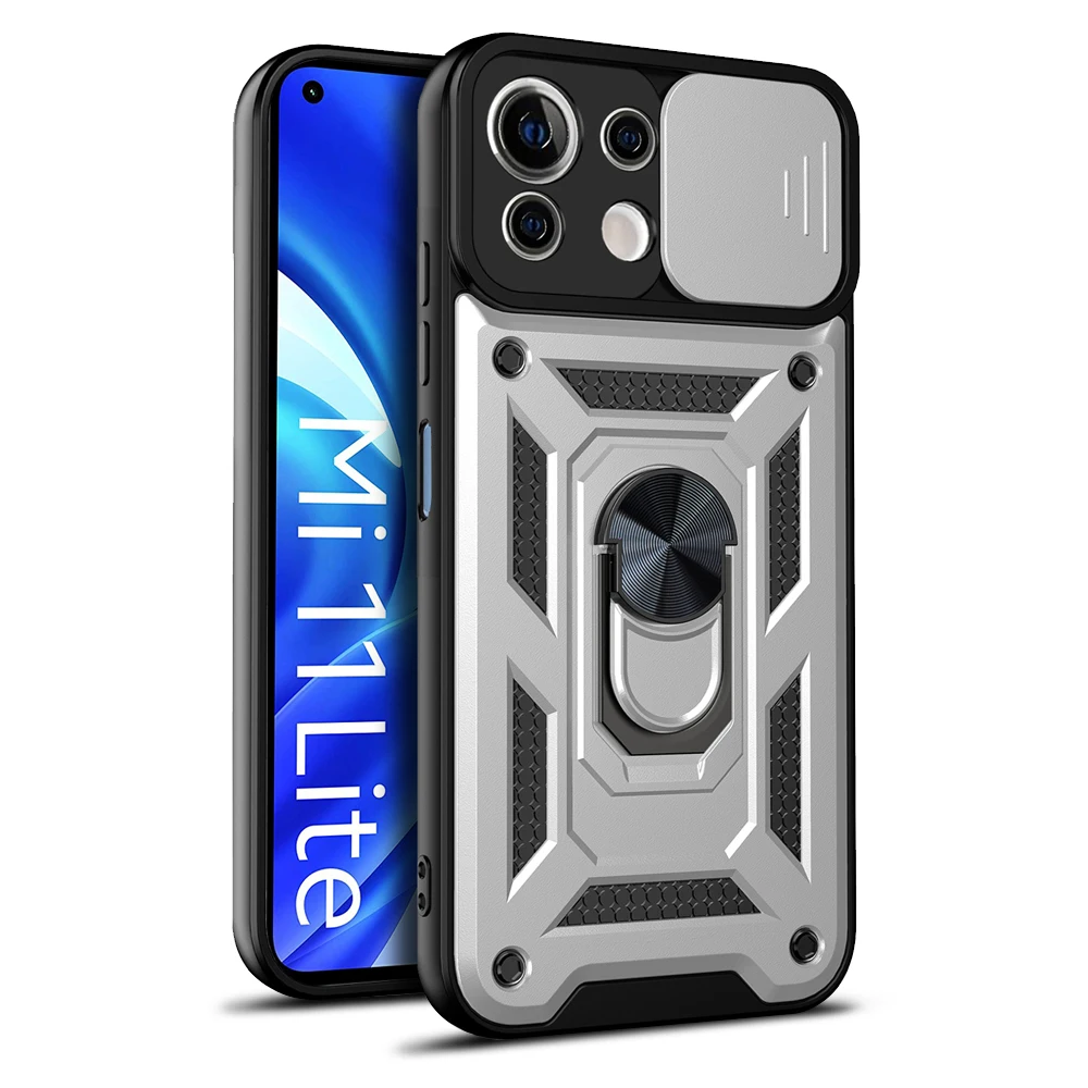 Magnetic Ring Holder Armor Case with Slide Camera Protector