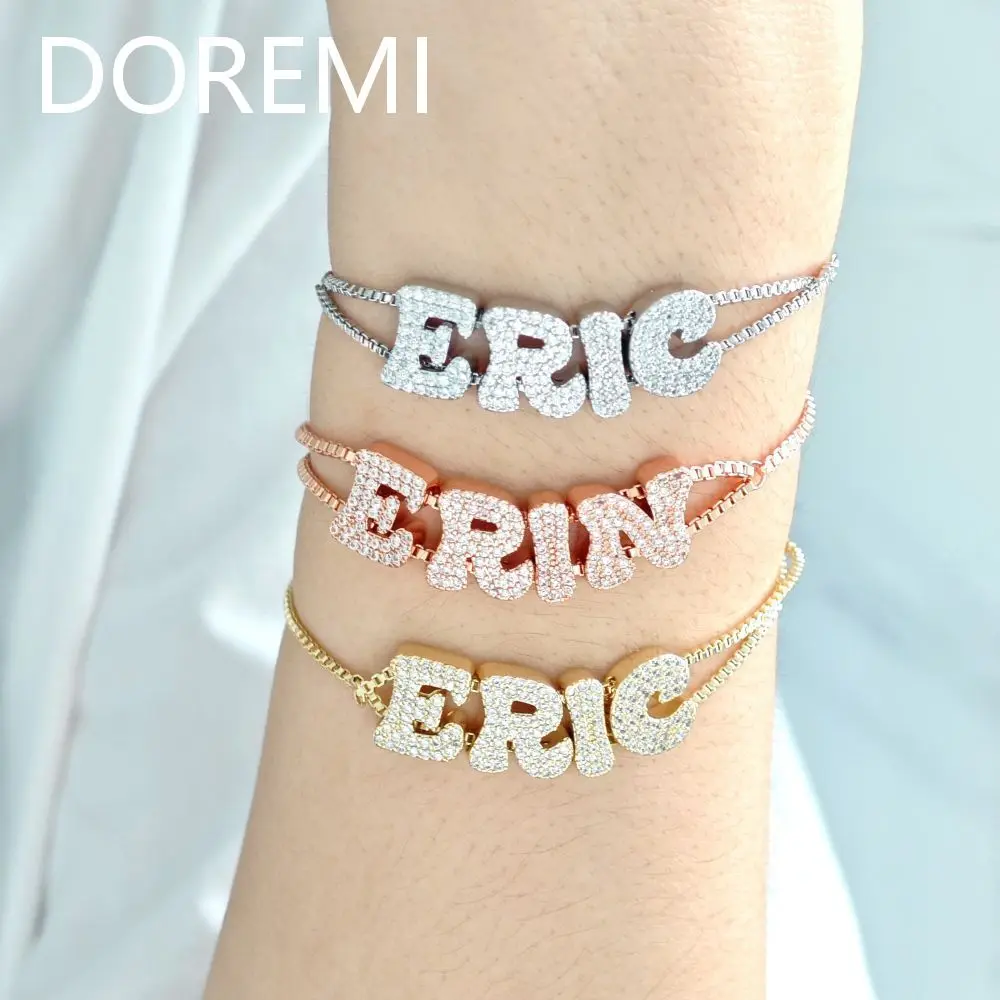 DOREMI Crystal Zircon Personalized Letter Name Bracelet – Double Chain Dainty Slider - GloreeWorld - Image 4