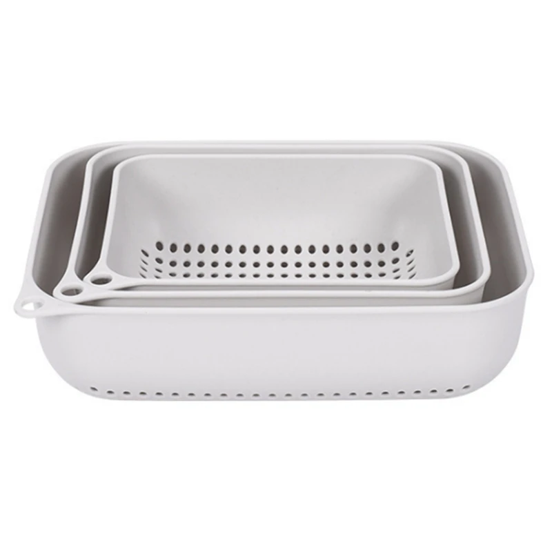 

Kitchen Three Layers Plastic Colander Drain Basket Fruit Vegetable Washing Strainer Collapsible Drainer Tool