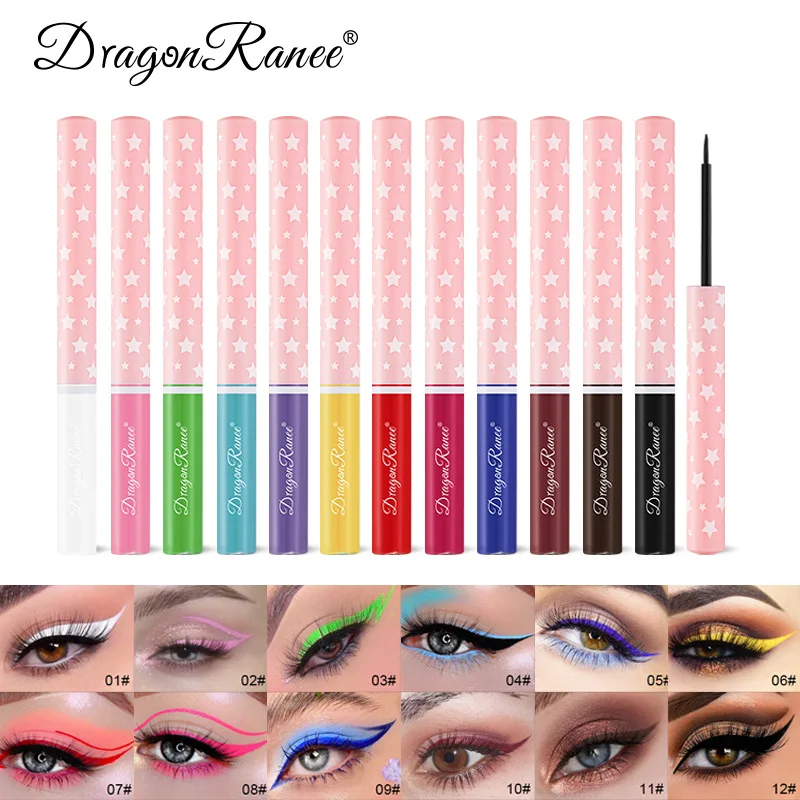

12 Colors Liquid Eyeliner Pearl Gloss Shiny Metallic Eyeshadow Liner Long-Lasting Colorful Matte Eye Liner Pen Makeup Eye Shadow