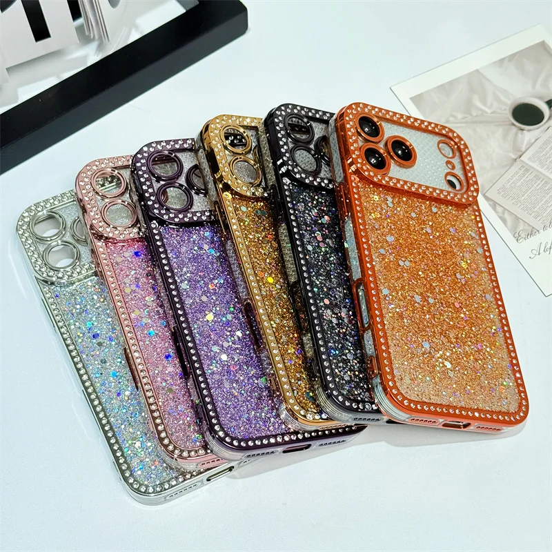 Sparkling Diamond Glitter Sequin Bling Phone Case - Shockproof Air Soft Silicone Duo Cover