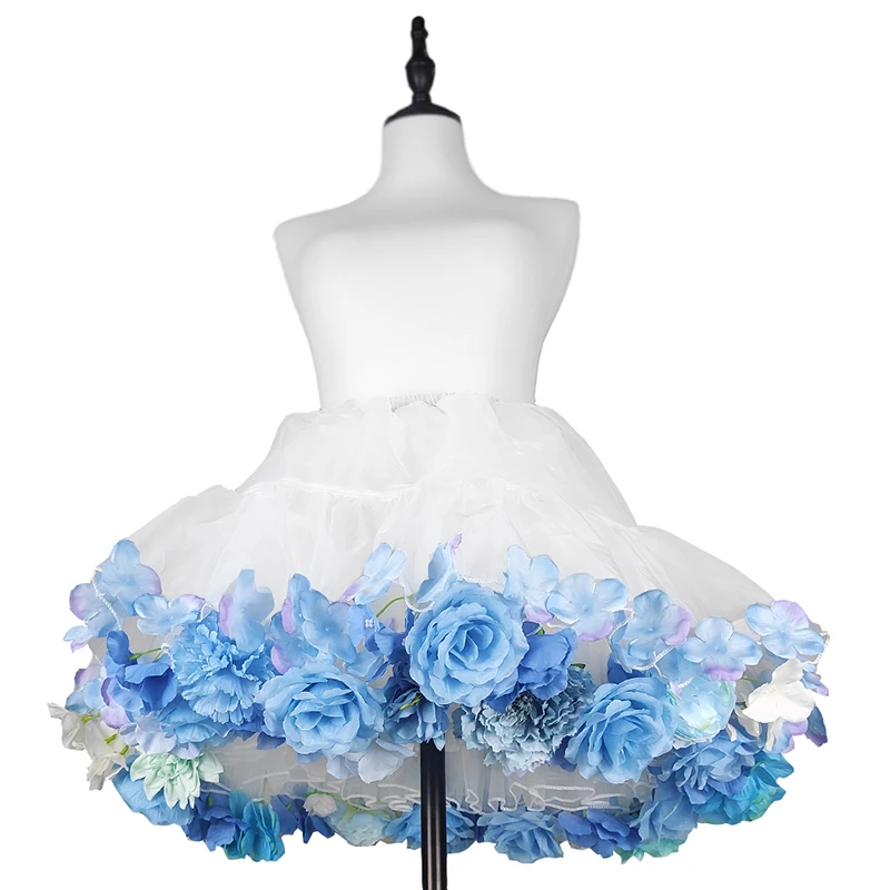 Handmade Colorful Flowers Petticoat Lolita Skirt Support Harvest Kawaii Short Dress Halloween Accessories Cute Girl Korea Japan petticoat skirt petticoat underskirt lolita petticoat flower girl underskirt