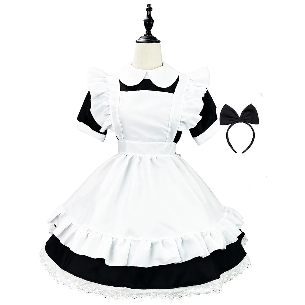 

Anime K-ON Black Cute Lolita Maid Dress Waitress Maid Party Stage Costumes