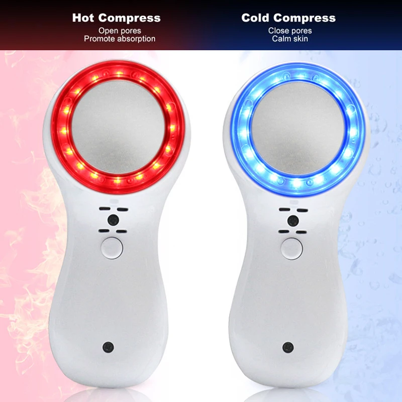 Skin Care Device Hot Cold Hammer Facial Skin Lifting Tighten Beauty Machine Skin Tag Removal Led Red Blue Light Rejuvenation Massage Device