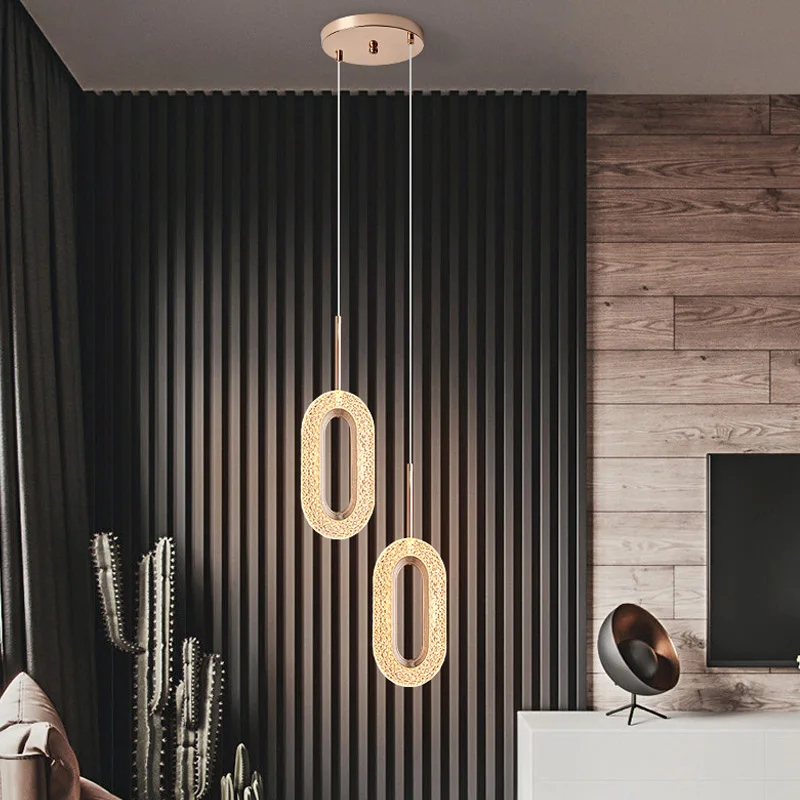 Nordic modern LED pendant light gold Acrylic chandelier Creativity hanging lamp indoor home loft bedroom bedside study stairs pendant lights pendant lamp chandelier lighting vintage pendant lights