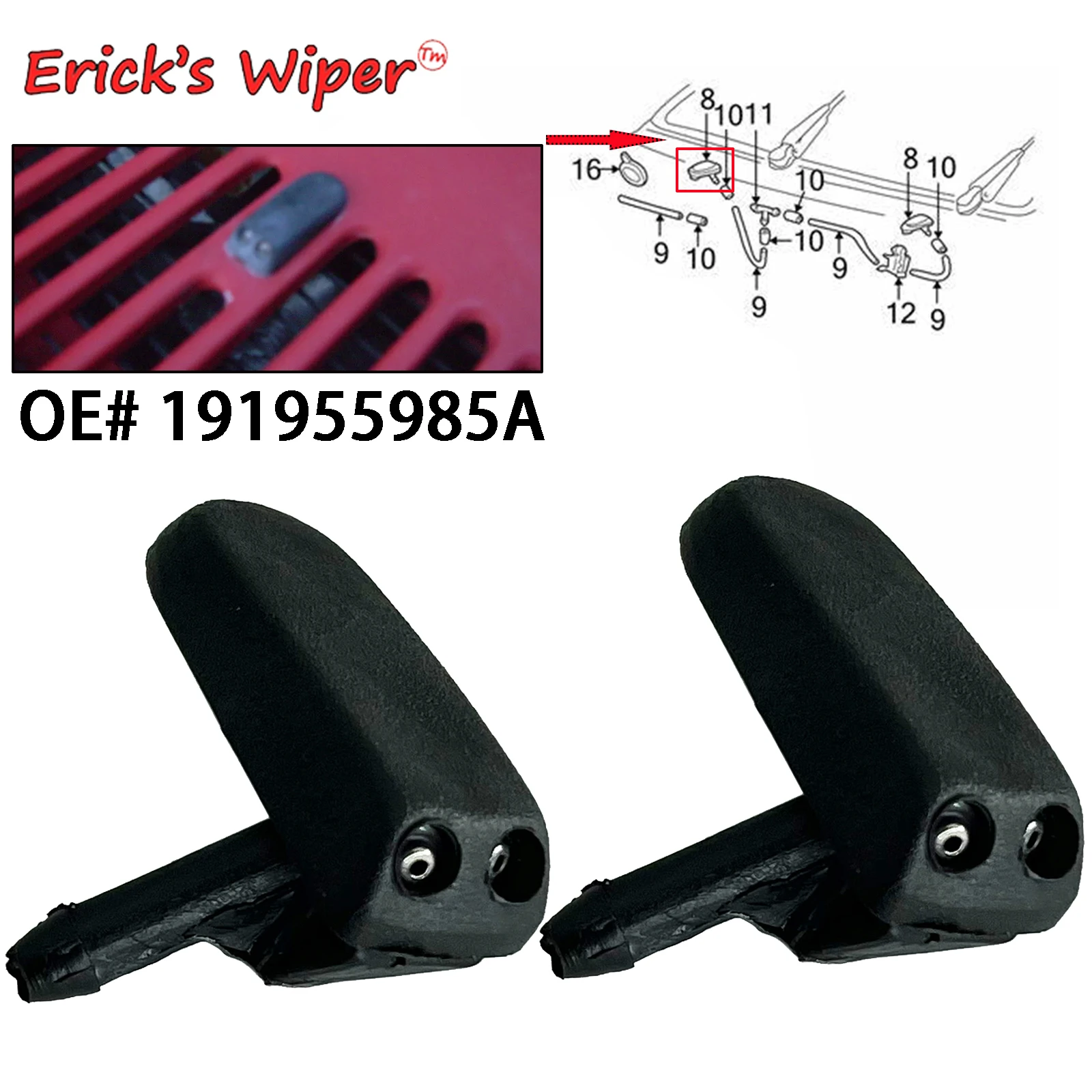 EricksWiper2PcsSetFrontWindshieldWiperWasherJetNozzleSprayer