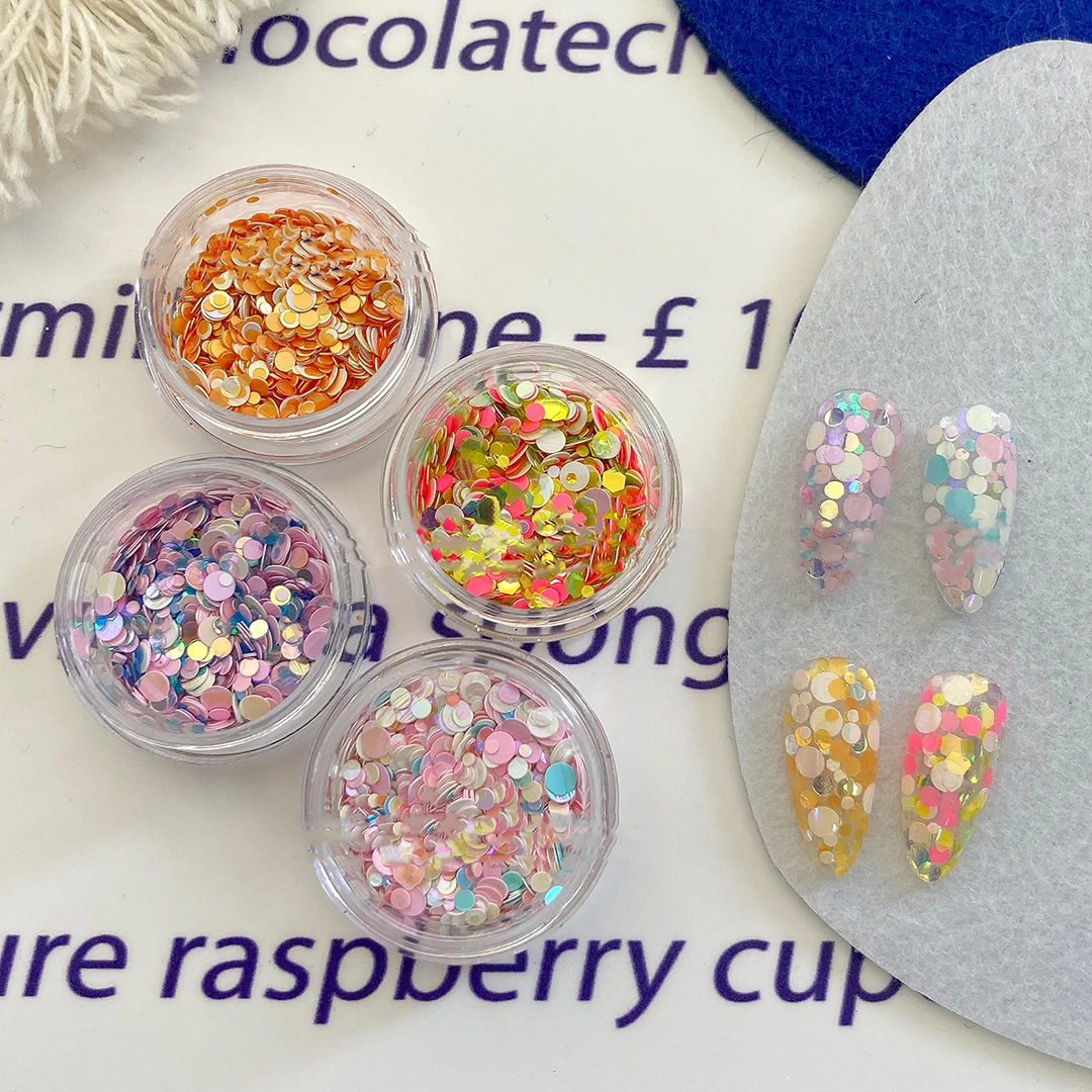

Nail Art Decoration Colorful Mix Size Polka Dot Glitter Flakes Charms Wrap Manicure Art Accessories DIY Design Nail Parts