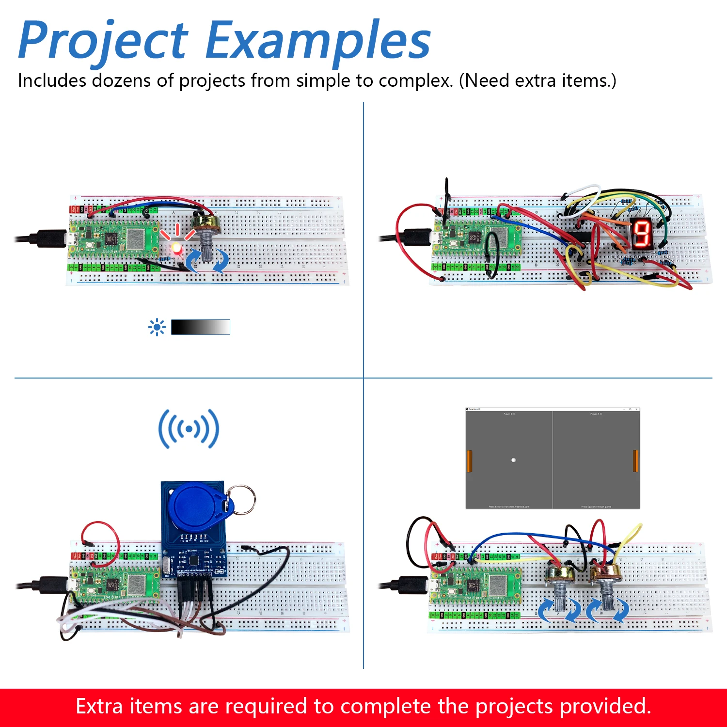 Freenove Raspberry Pi Pico(W), 듀얼 코어 Arm Cortex-M0+ 마이크로컨트롤러, 개발 보드, Python C Java, 튜토리얼 프로젝트