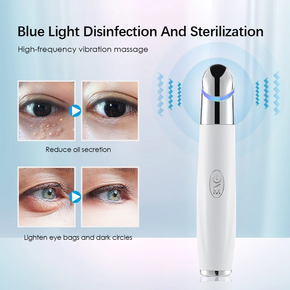Eye Massage Pen Mini Facial Vibrating Massager Eliminate Eye Bags Puffiness Dark Circles Heated Portable Facial Eye Beauty Meter