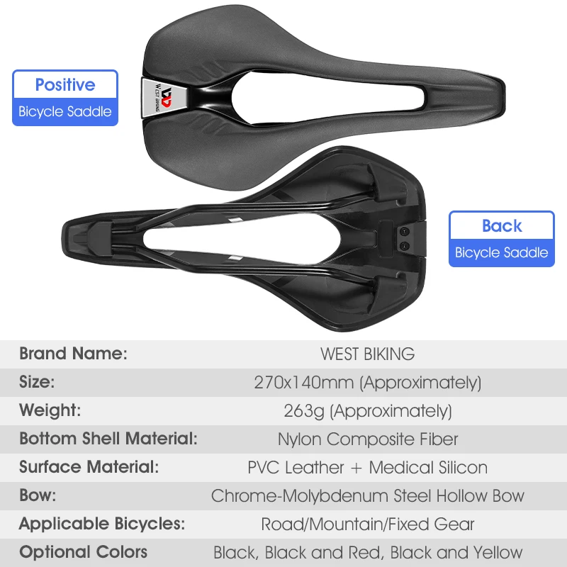 Bicycle Saddle Seat Cushion WEST BIKING Professional Hollow Ultralight Bike Racing Soft Leather For Man MTB Road Cycling Parts