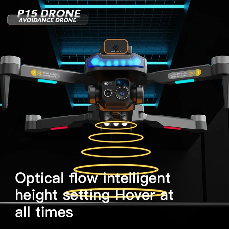 Drone 4K HD Professional Obstacle Avoidance Optical Flow Dual Camera Aerial Photography Fold P15 PRO quadcopter