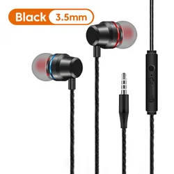 HiFi Surround Sound In - ear Type C Wired Headphones with Wire Control (Black 3.5)