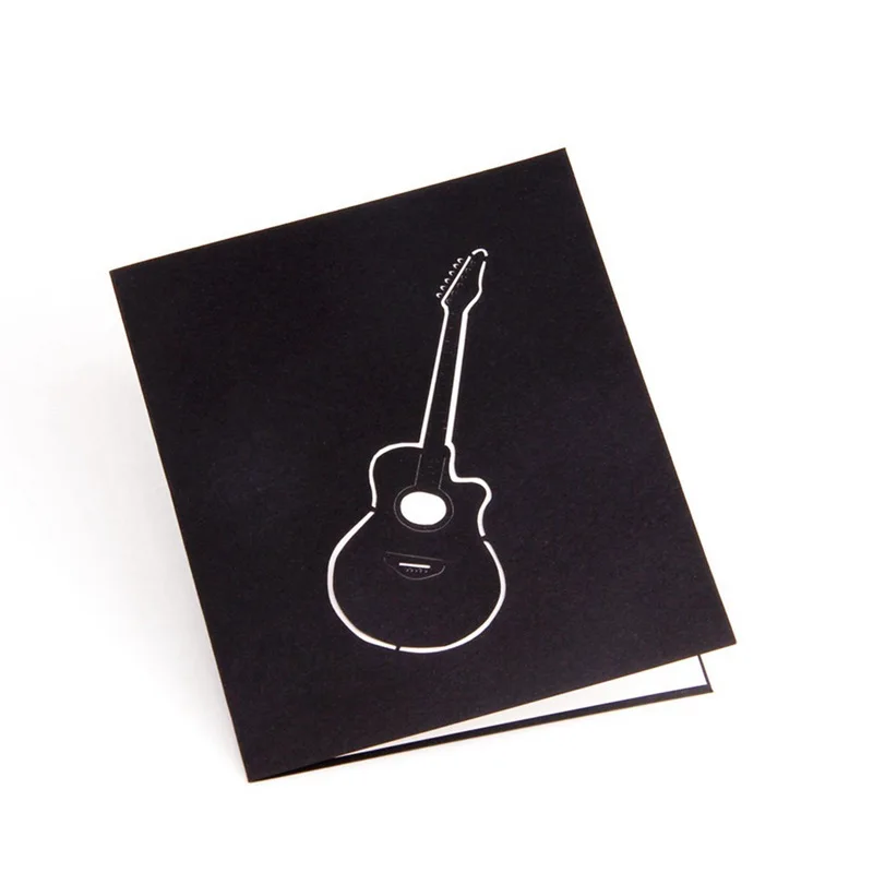 3D Pop Up Music Guitar Greeting Card Christmas Valentine Birthday Invitation Cards