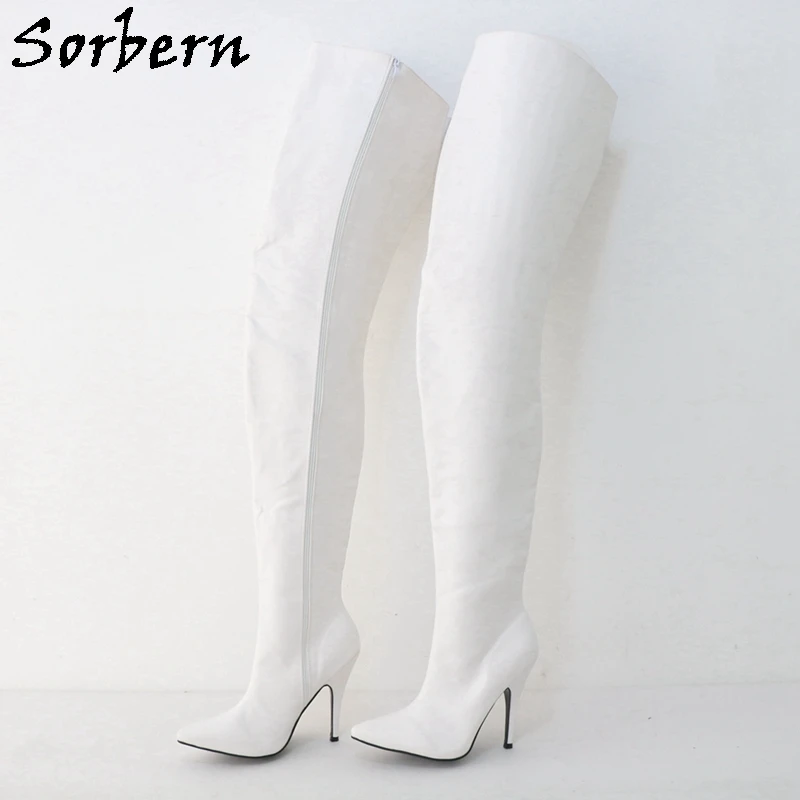 

Sorbern Custom Crotch Thigh High Boots Women Stilettos 12Cm High Heel Pointed Toe Thick Hard Shaft Female Boot For Drag Queen