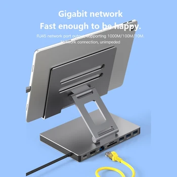 9-in-1 USB Type C Docking Station 4K Dual HDMI USB 3.0 5Gbps PD 3.0 USB Hub Adapter Dock Station for Tablet Laptop Accessories 2