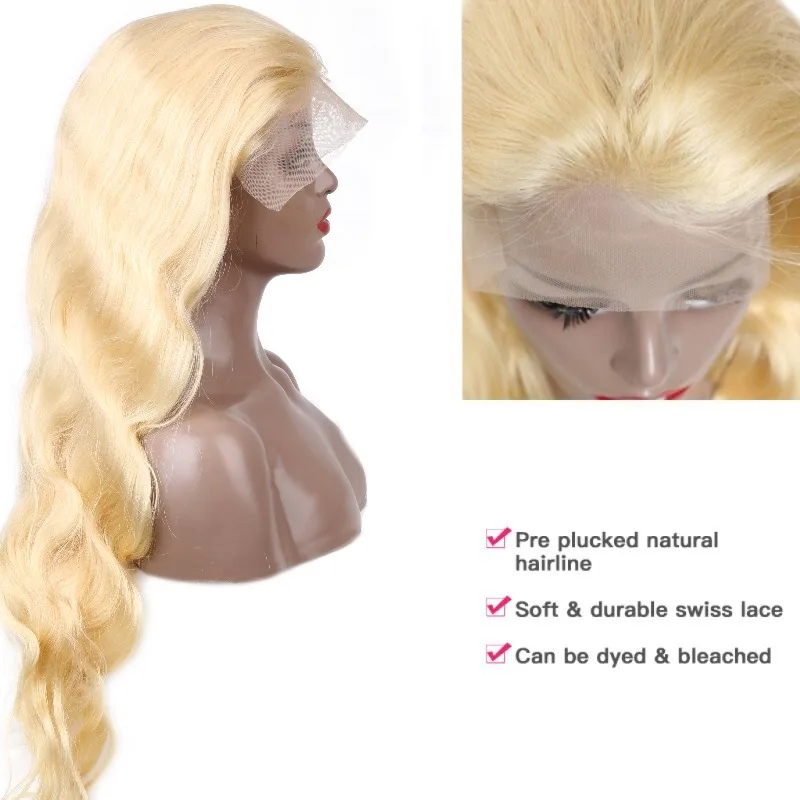 13x4 13x6 360 HD Transparent 613 Lace Frontal Wig Honey Blonde Color Brazilian Raw Body Wave Lace Front Human Hair Wig For Women 3