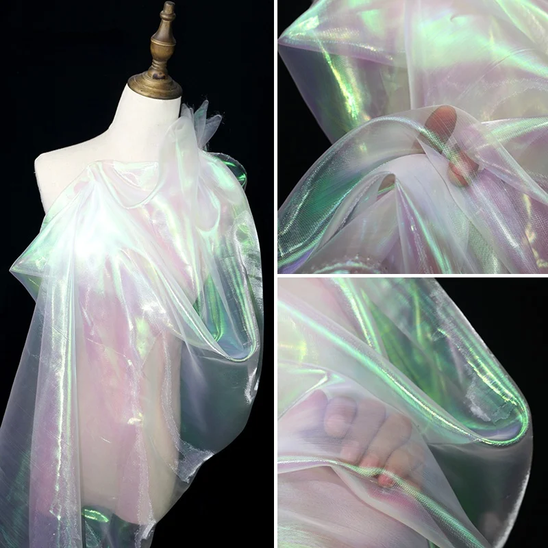 New150cm*100cm Designer Fluorescent Fabrics Colorful Shiny Gauze Fabric ...
