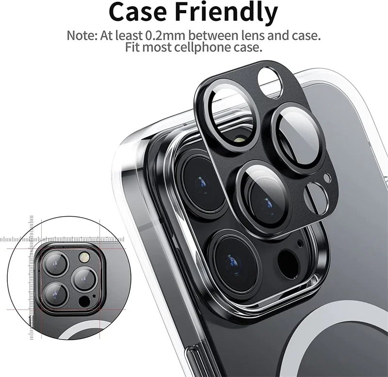 Premium Metal Ring Camera Lens Protector Case - Durable Back Cover Accessory