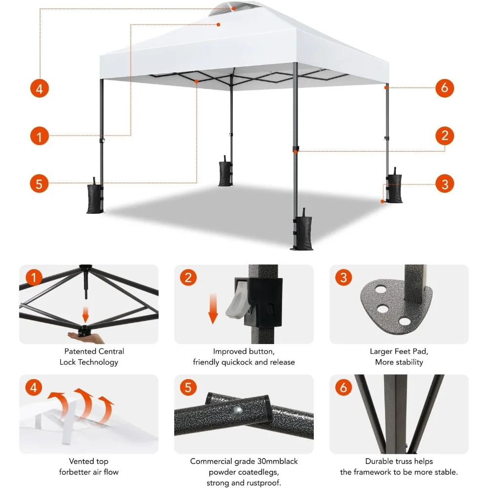 10x10ft 1-Person Setup Pop Up Canopy Tent 2