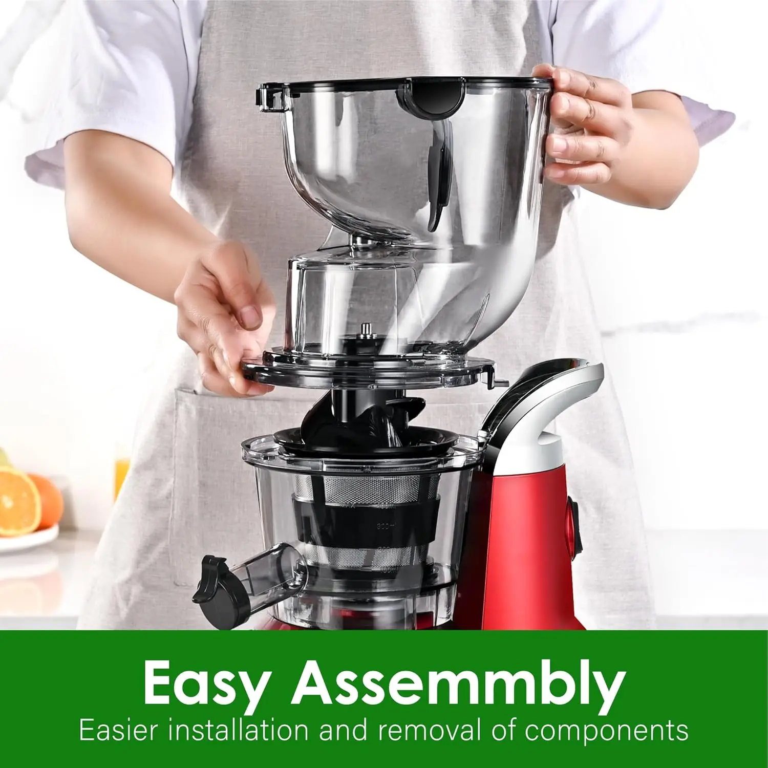 Slow Masticating Juicer Machine, With 3.26" Wide Feed Chute for Whole Fruits 5
