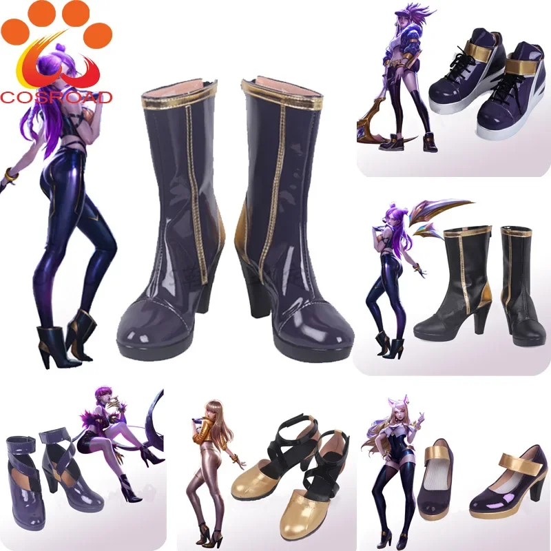 

Cosroad LOL KDA ботинки Ahri Kaisa Evelynn Akali Косплей Костюмные туфли мужские женские ботинки Хэллоуин женские ботинки