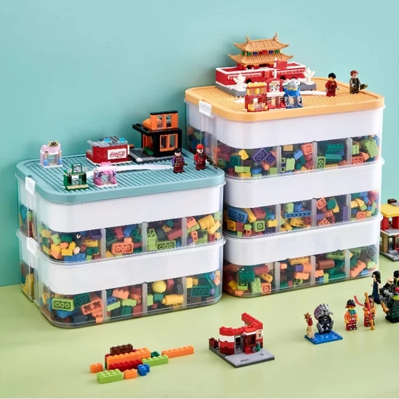 Boîte de rangement LEGO avec couvercle pour enfants, jouets, blocs de  construction, pièces de puzzle, boîte de tri Lego, boîte en plastique,  organisateurs de stockage - AliExpress