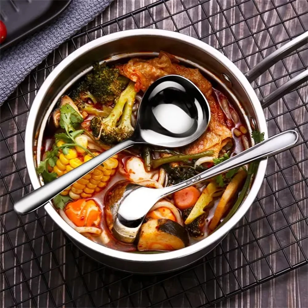 Stainless steel spoons 1pc 304 Stainless Steel Spoon Soup Spoon Rice LongHandle Tableware Set Kitchen Utensils