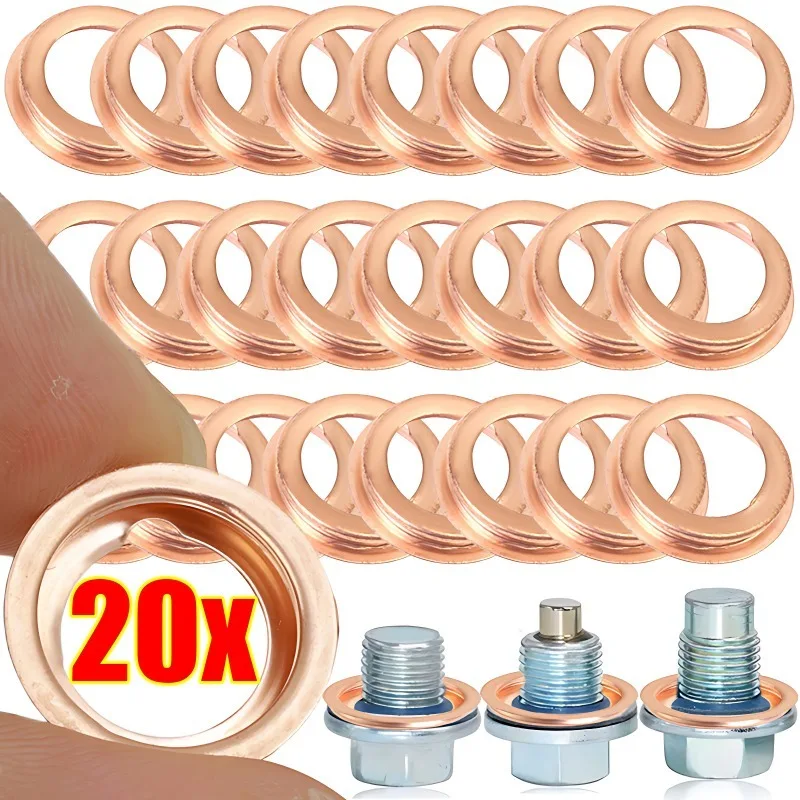 Car Engine Oil Drain Plug Gasket 1102601M02 Copper Colored Oil Drain Plugs Crush Washers Gaskets Rings for Nissan Infiniti oil drain plug gasket oil drain plug seal washer engine gasket set