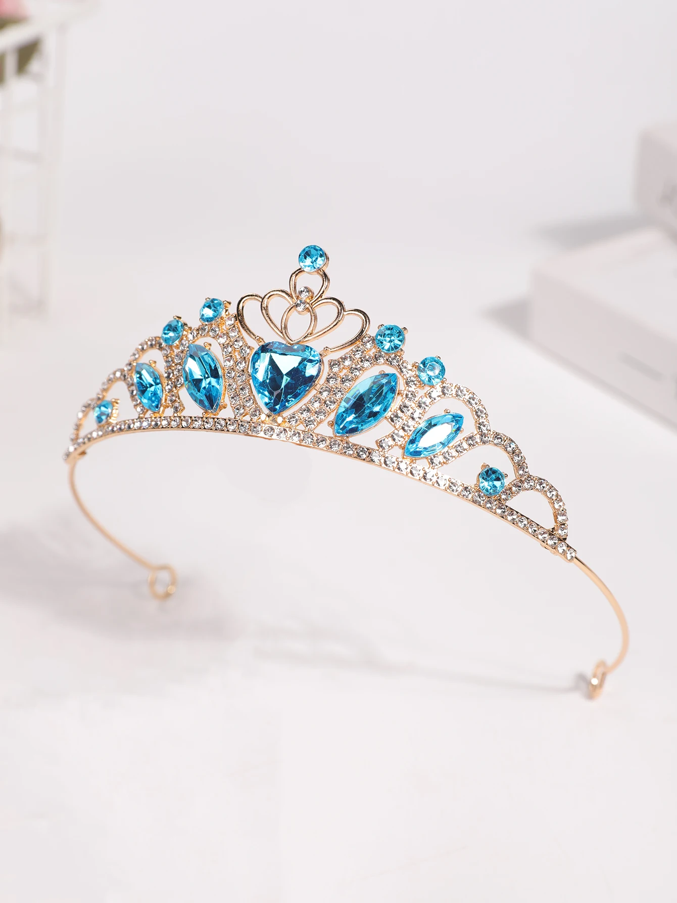 1 Stück Kopfschmuck, Strass-Krone aus Legierung, Braut-Prinzessinnenkrone, Hochzeitszubehör, Krone, Haar-Accessoire, Kuchendekoration, Krone – Detail 6