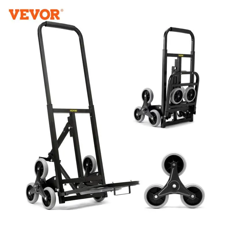 375lbs Stair Climbing Cart Foldable Dolly with Adjustable Handle Hand Truck 10 Wheels All Terrain Cart for Transport Goods portable hand cart