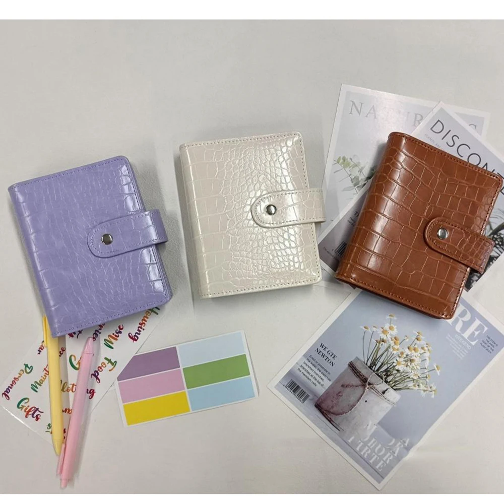 A7 Small Notebook Binder Faux Crocodile Leather Notepad Portable Budget Sheets ，with 45 Blank Inside Pages 4