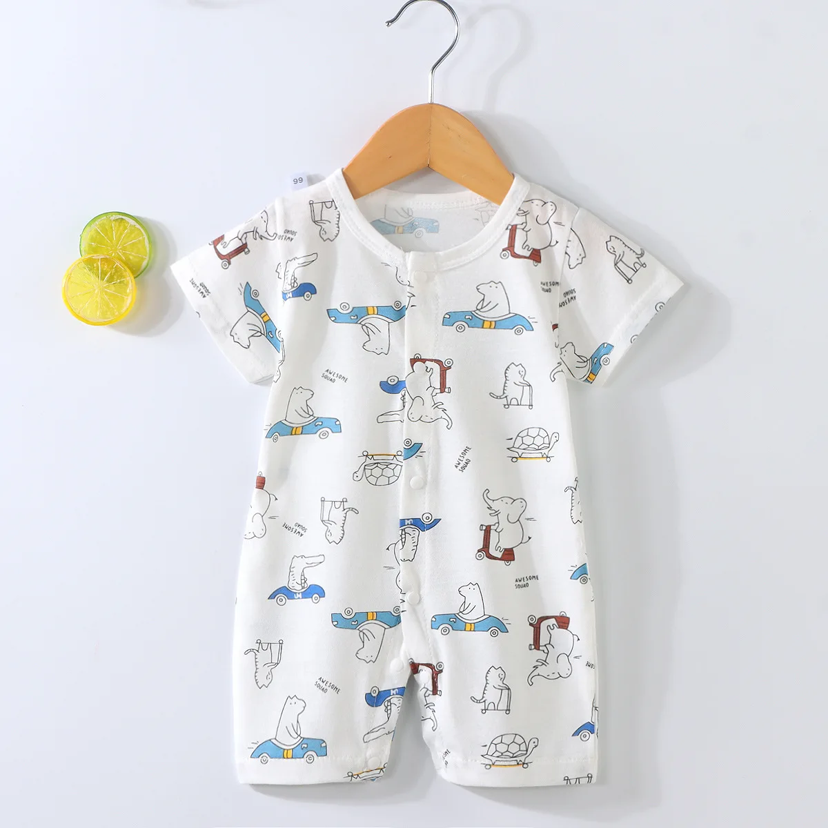 2024 New Baby Onesies Climbing Clothes Pure Cotton Summer Newborn Boys Girls Rompers Short-Sleeved Thin Harness Infant Clothes 4