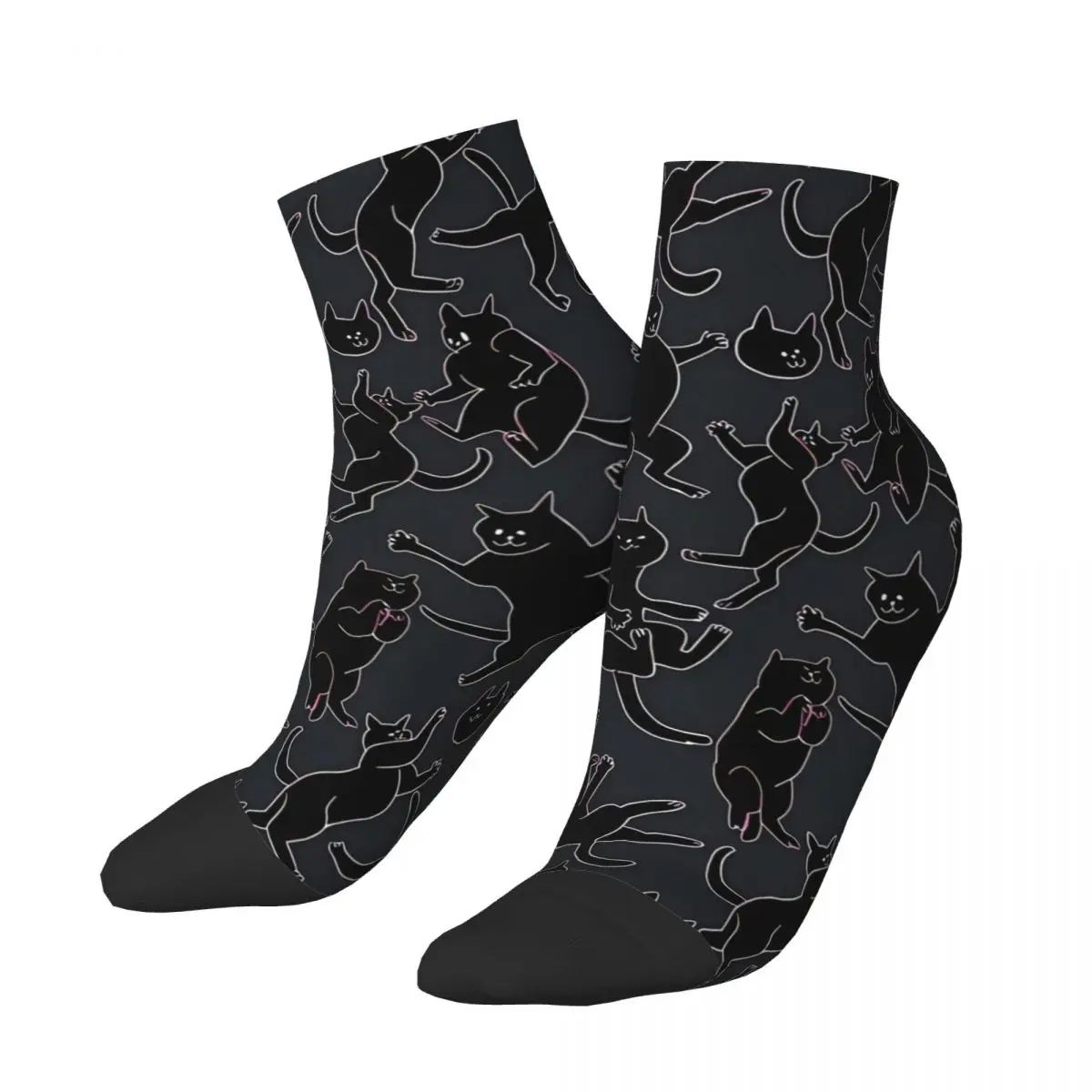 

Happy Men's Ankle Socks BLACK CATS Street Style Casual Crew Sock Gift Pattern Printed